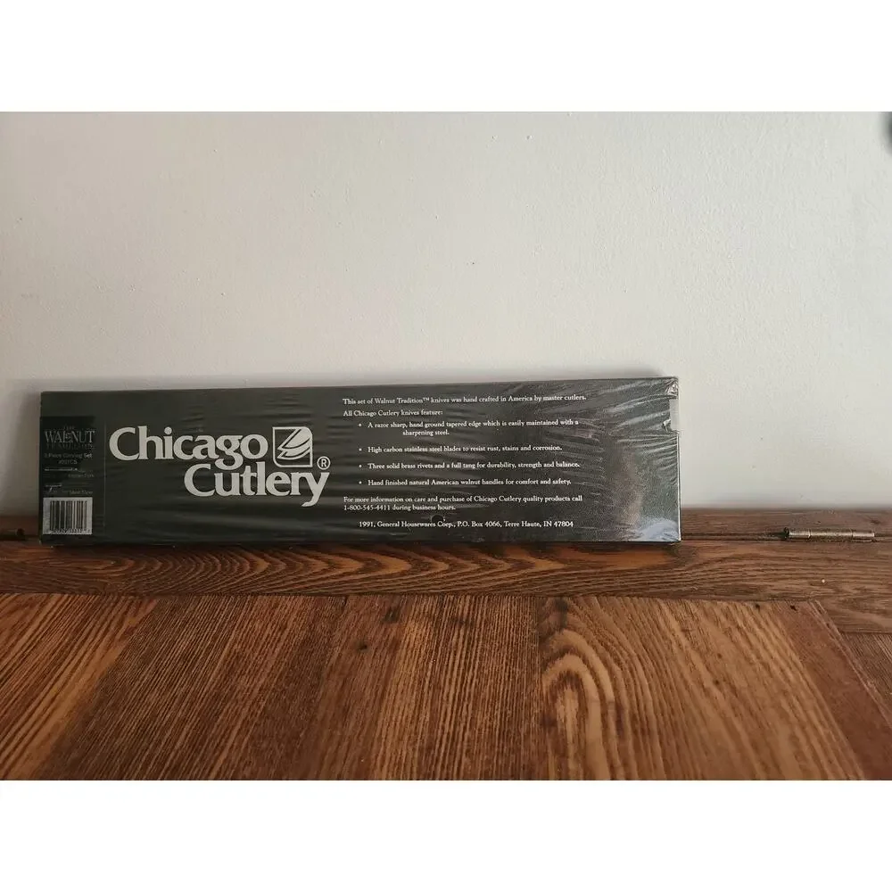 Vintage CHICAGO CUTLERY Carving Set Meat Slicer Knife Fork 201S & RB10S NEW 1991
